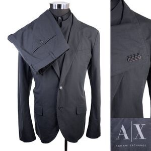 Armani Exchange A|X Slim Fit Gray Striped 2PC Suit Blazer XL (46) Pants 38x32